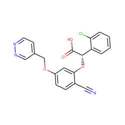 N#Cc1ccc(OCc2ccnnc2)cc1O[C@H](C(=O)O)c1ccccc1Cl ZINC000013558063