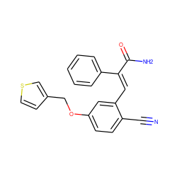 N#Cc1ccc(OCc2ccsc2)cc1/C=C(/C(N)=O)c1ccccc1 ZINC000013780370