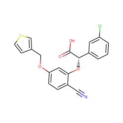 N#Cc1ccc(OCc2ccsc2)cc1O[C@H](C(=O)O)c1cccc(Cl)c1 ZINC000013558021