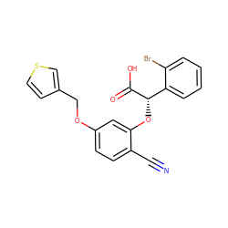 N#Cc1ccc(OCc2ccsc2)cc1O[C@H](C(=O)O)c1ccccc1Br ZINC000013558011