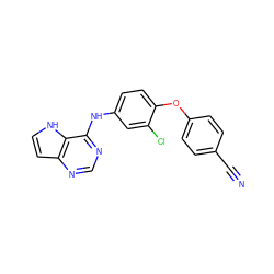 N#Cc1ccc(Oc2ccc(Nc3ncnc4cc[nH]c34)cc2Cl)cc1 ZINC000073195647