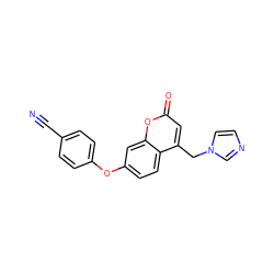 N#Cc1ccc(Oc2ccc3c(Cn4ccnc4)cc(=O)oc3c2)cc1 ZINC000066124327