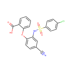 N#Cc1ccc(Oc2ccccc2C(=O)O)c(NS(=O)(=O)c2ccc(Cl)cc2)c1 ZINC000053294018