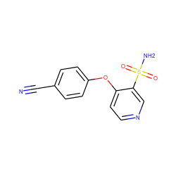 N#Cc1ccc(Oc2ccncc2S(N)(=O)=O)cc1 ZINC000049807412