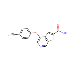 N#Cc1ccc(Oc2cncc3sc(C(N)=O)cc23)cc1 ZINC000000026578