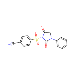 N#Cc1ccc(S(=O)(=O)N2C(=O)CN(c3ccccc3)C2=O)cc1 ZINC000013763571