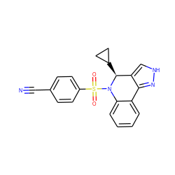 N#Cc1ccc(S(=O)(=O)N2c3ccccc3-c3n[nH]cc3[C@@H]2C2CC2)cc1 ZINC000045285673