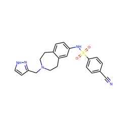 N#Cc1ccc(S(=O)(=O)Nc2ccc3c(c2)CCN(Cc2cc[nH]n2)CC3)cc1 ZINC000049089165