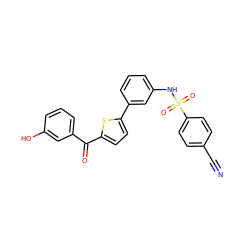 N#Cc1ccc(S(=O)(=O)Nc2cccc(-c3ccc(C(=O)c4cccc(O)c4)s3)c2)cc1 ZINC000473151871