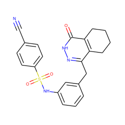 N#Cc1ccc(S(=O)(=O)Nc2cccc(Cc3n[nH]c(=O)c4c3CCCC4)c2)cc1 ZINC000167560632