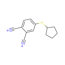 N#Cc1ccc(SC2CCCC2)cc1C#N ZINC000095559841