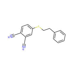 N#Cc1ccc(SCCc2ccccc2)cc1C#N ZINC000095560731