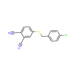 N#Cc1ccc(SCc2ccc(Cl)cc2)cc1C#N ZINC000095563305