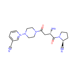 N#Cc1ccc[n+](N2CCN(C(=O)C[C@H](N)C(=O)N3CCC[C@H]3C#N)CC2)c1 ZINC000028473573