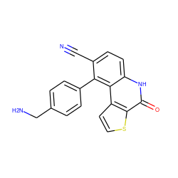 N#Cc1ccc2[nH]c(=O)c3sccc3c2c1-c1ccc(CN)cc1 ZINC000164922057