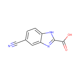 N#Cc1ccc2[nH]c(C(=O)O)nc2c1 ZINC000045350151