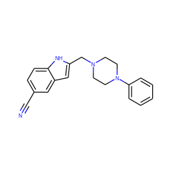 N#Cc1ccc2[nH]c(CN3CCN(c4ccccc4)CC3)cc2c1 ZINC000053218685