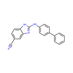 N#Cc1ccc2[nH]c(Nc3ccc(-c4ccccc4)cc3)nc2c1 ZINC000084688692