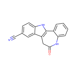 N#Cc1ccc2[nH]c3c(c2c1)CC(=O)Nc1ccccc1-3 ZINC000001863090