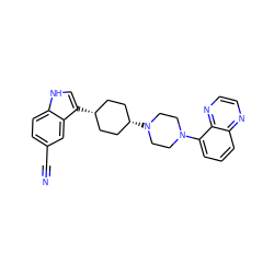 N#Cc1ccc2[nH]cc([C@H]3CC[C@@H](N4CCN(c5cccc6nccnc56)CC4)CC3)c2c1 ZINC000101181690