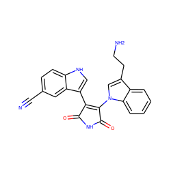 N#Cc1ccc2[nH]cc(C3=C(n4cc(CCN)c5ccccc54)C(=O)NC3=O)c2c1 ZINC000029125586