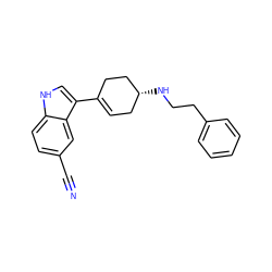 N#Cc1ccc2[nH]cc(C3=CC[C@@H](NCCc4ccccc4)CC3)c2c1 ZINC000029556842