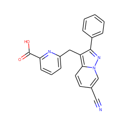 N#Cc1ccc2c(Cc3cccc(C(=O)O)n3)c(-c3ccccc3)nn2c1 ZINC000216340026