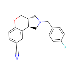 N#Cc1ccc2c(c1)[C@@H]1CN(Cc3ccc(F)cc3)C[C@H]1CO2 ZINC000026169966