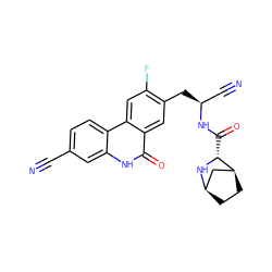 N#Cc1ccc2c(c1)[nH]c(=O)c1cc(C[C@@H](C#N)NC(=O)[C@H]3N[C@@H]4CC[C@H]3C4)c(F)cc12 ZINC000219322098