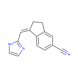 N#Cc1ccc2c(c1)CC/C2=C/c1ncc[nH]1 ZINC000100996916