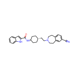 N#Cc1ccc2c(c1)CCN(CC[C@H]1CC[C@H](NC(=O)c3cc4ccccc4[nH]3)CC1)CC2 ZINC000253634279