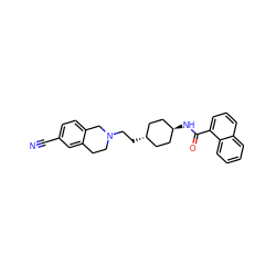 N#Cc1ccc2c(c1)CCN(CC[C@H]1CC[C@H](NC(=O)c3cccc4ccccc34)CC1)C2 ZINC000299806517