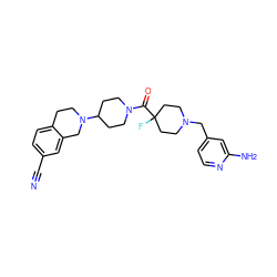 N#Cc1ccc2c(c1)CN(C1CCN(C(=O)C3(F)CCN(Cc4ccnc(N)c4)CC3)CC1)CC2 ZINC000068200726