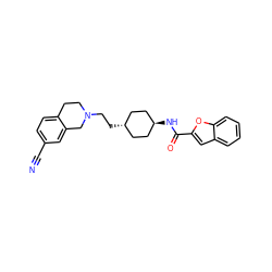 N#Cc1ccc2c(c1)CN(CC[C@H]1CC[C@H](NC(=O)c3cc4ccccc4o3)CC1)CC2 ZINC000473133105