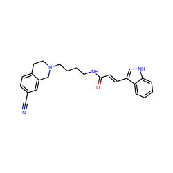 N#Cc1ccc2c(c1)CN(CCCCNC(=O)/C=C/c1c[nH]c3ccccc13)CC2 ZINC000012356347