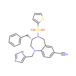 N#Cc1ccc2c(c1)CN(S(=O)(=O)c1cccs1)[C@@H](Cc1ccccc1)CN2Cc1cnc[nH]1 ZINC000000602601