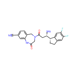 N#Cc1ccc2c(c1)NC(=O)CN(C(=O)C[C@H](N)[C@H]1CCc3cc(F)c(F)cc31)C2 ZINC000218156542