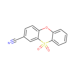 N#Cc1ccc2c(c1)S(=O)(=O)c1ccccc1O2 ZINC000013606044