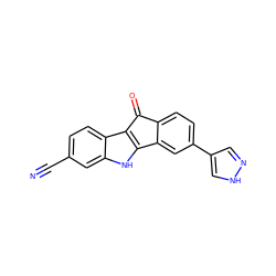 N#Cc1ccc2c3c([nH]c2c1)-c1cc(-c2cn[nH]c2)ccc1C3=O ZINC000653899204