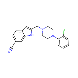 N#Cc1ccc2cc(CN3CCN(c4ccccc4Cl)CC3)[nH]c2c1 ZINC000013835356