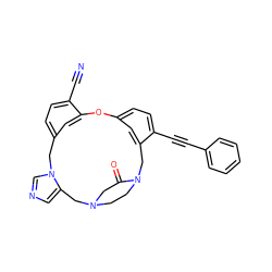 N#Cc1ccc2cc1Oc1ccc(C#Cc3ccccc3)c(c1)CN1CCN(CC1=O)Cc1cncn1C2 ZINC000013589247