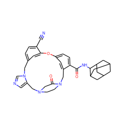 N#Cc1ccc2cc1Oc1ccc(C(=O)NC3C4CC5CC(C4)CC3C5)c(c1)CN1CCN(CC1=O)Cc1cncn1C2 ZINC000027719378