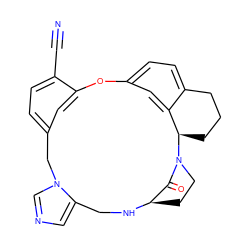 N#Cc1ccc2cc1Oc1ccc3c(c1)[C@@H](CCC3)N1CC[C@@H](NCc3cncn3C2)C1=O ZINC000038306561