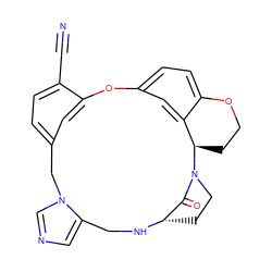 N#Cc1ccc2cc1Oc1ccc3c(c1)[C@@H](CCO3)N1CC[C@H](NCc3cncn3C2)C1=O ZINC000013473924