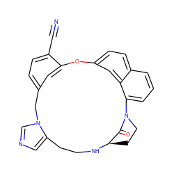 N#Cc1ccc2cc1Oc1ccc3cccc(c3c1)N1CC[C@@H](NCCc3cncn3C2)C1=O ZINC000003870367