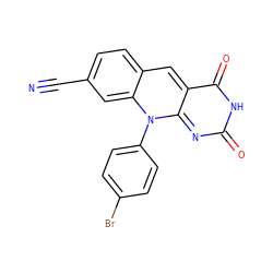 N#Cc1ccc2cc3c(=O)[nH]c(=O)nc-3n(-c3ccc(Br)cc3)c2c1 ZINC000096282696