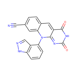 N#Cc1ccc2cc3c(=O)[nH]c(=O)nc-3n(-c3cccc4[nH]ncc34)c2c1 ZINC000096282688