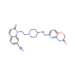 N#Cc1ccc2ccc(=O)n(CCN3CCC(NCc4ccc5c(n4)NC(=O)CO5)CC3)c2c1 ZINC000034845666