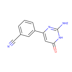 N#Cc1cccc(-c2cc(=O)[nH]c(N)n2)c1 ZINC000103254696