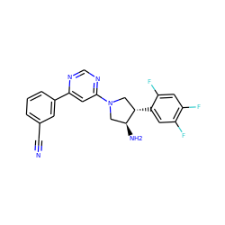 N#Cc1cccc(-c2cc(N3C[C@H](c4cc(F)c(F)cc4F)[C@@H](N)C3)ncn2)c1 ZINC000028823833